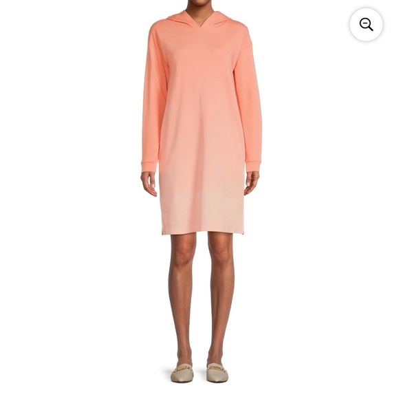 Time & Tru Women Hoodie Lightweight Sweatshirt Dress Coverup Sz XS Orange NWT - Picture 2 of 9